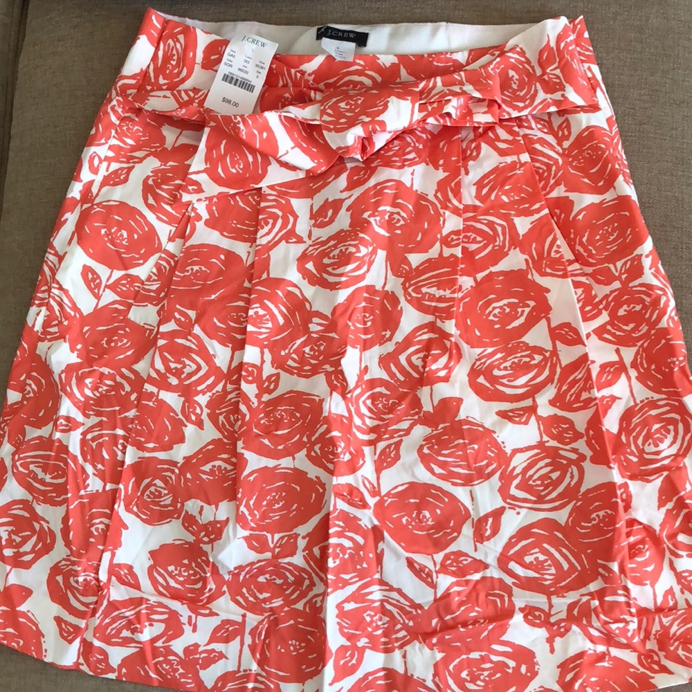 J.crew rosette printed pleated tie waist skirt